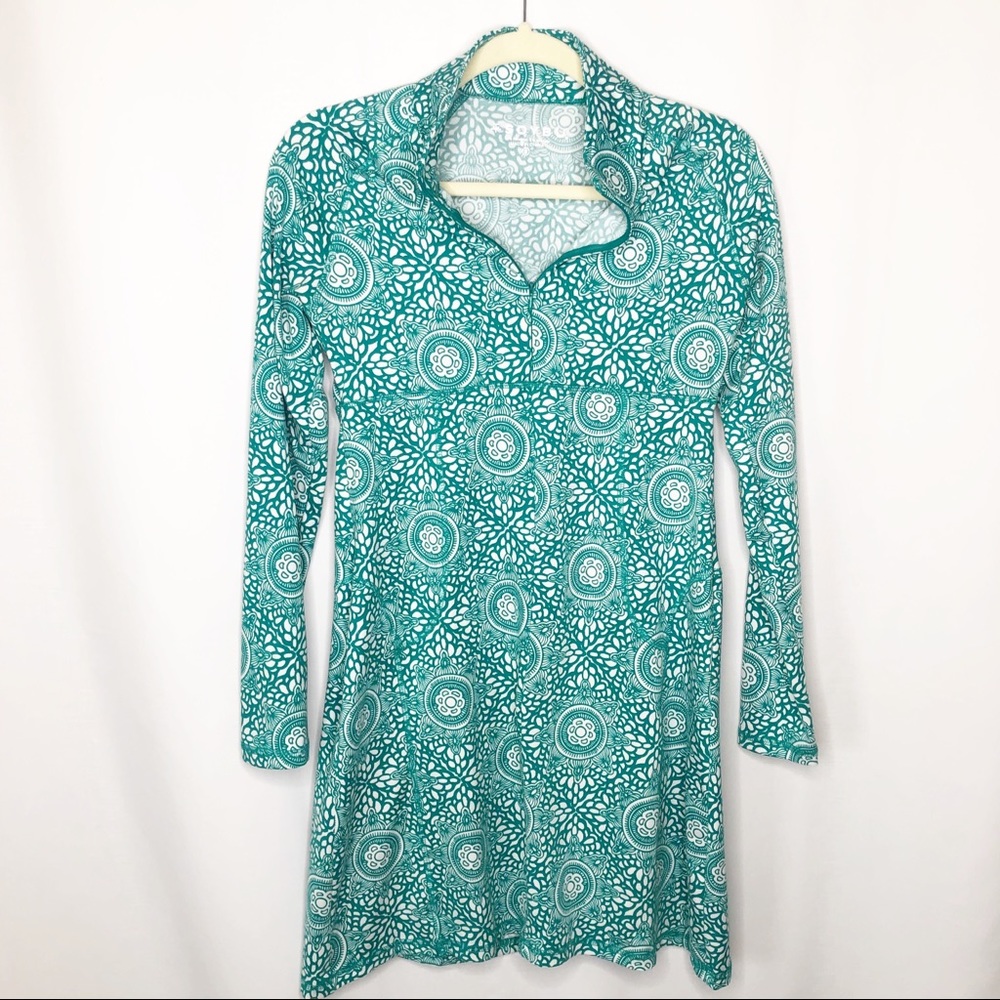 Soybu dress small blue green long sleeve small